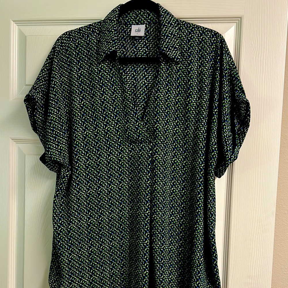 Cabi Brand -Black and Green Patterned Blouse